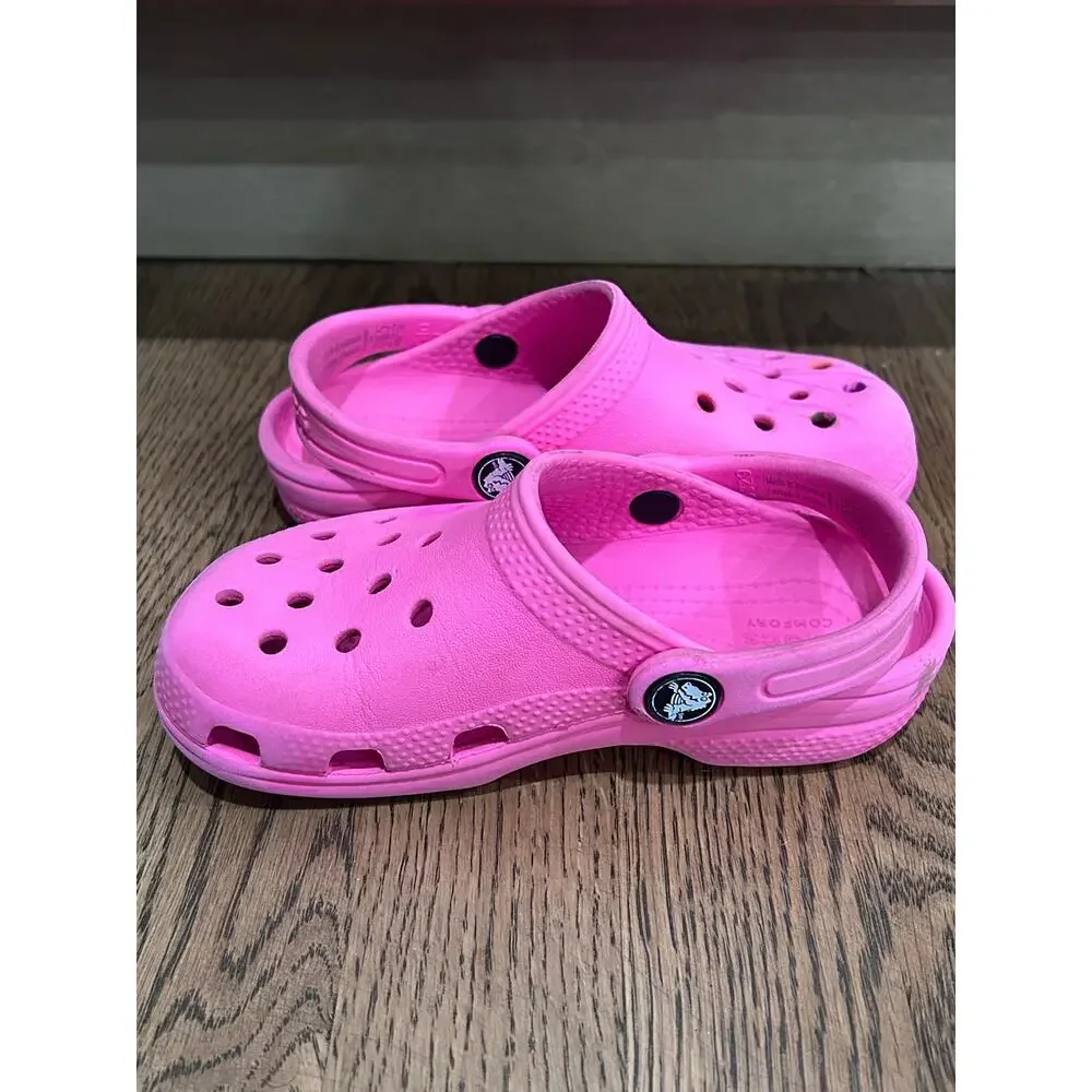 Crocs Kids Classic Clogs Pink Crush Taffy Pink Children's Size C10 Beach Pool